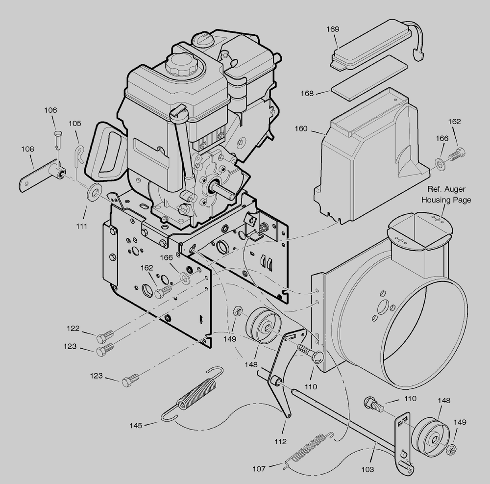 Frame Diagram and Parts List for 629953X54A 2005 Briggs and Stratton Snow Blower